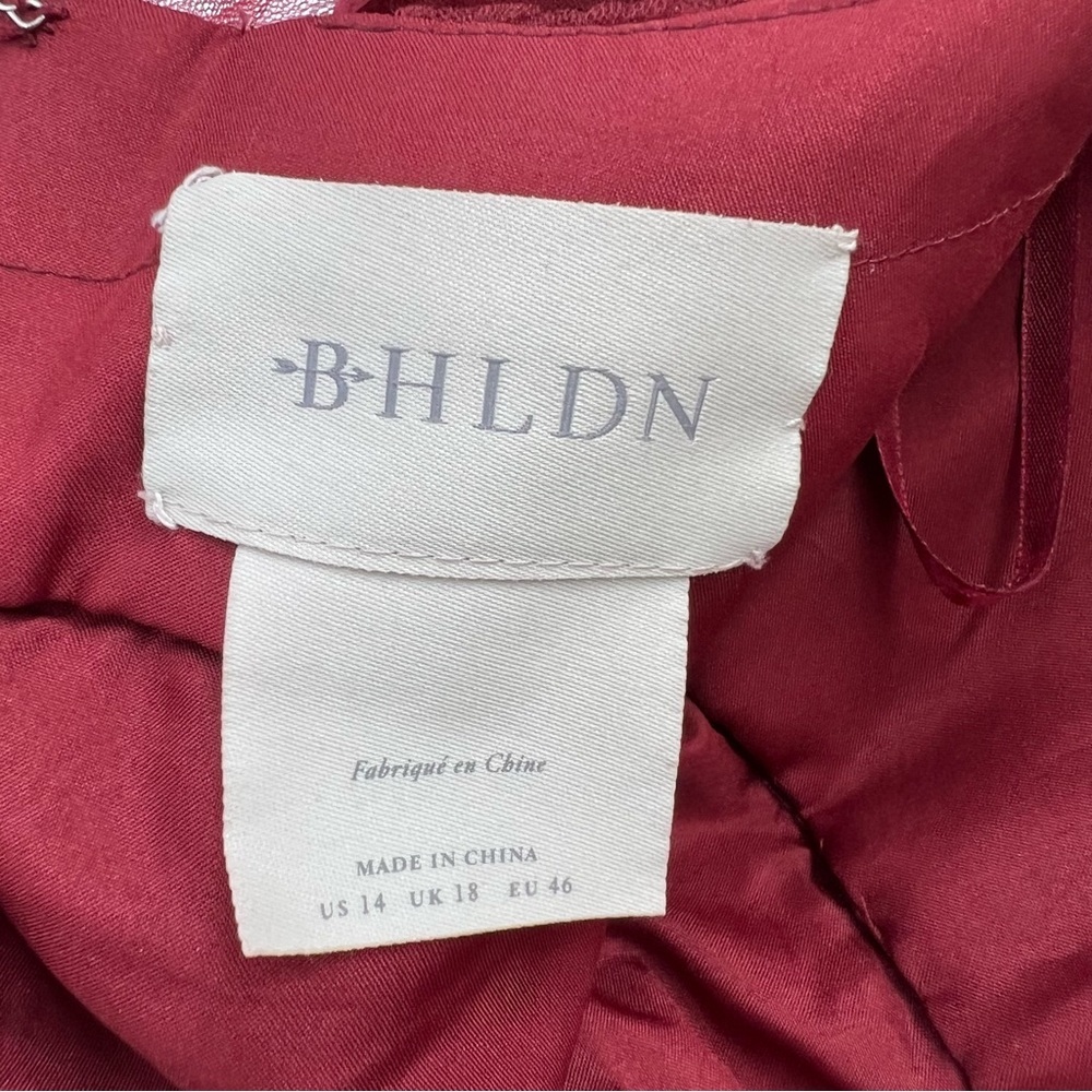 Anthropologie BHLDN Camden Dress Burgundy Red  Sweetheart Tulle Dress Bodice 14 - Picture 14 of 16